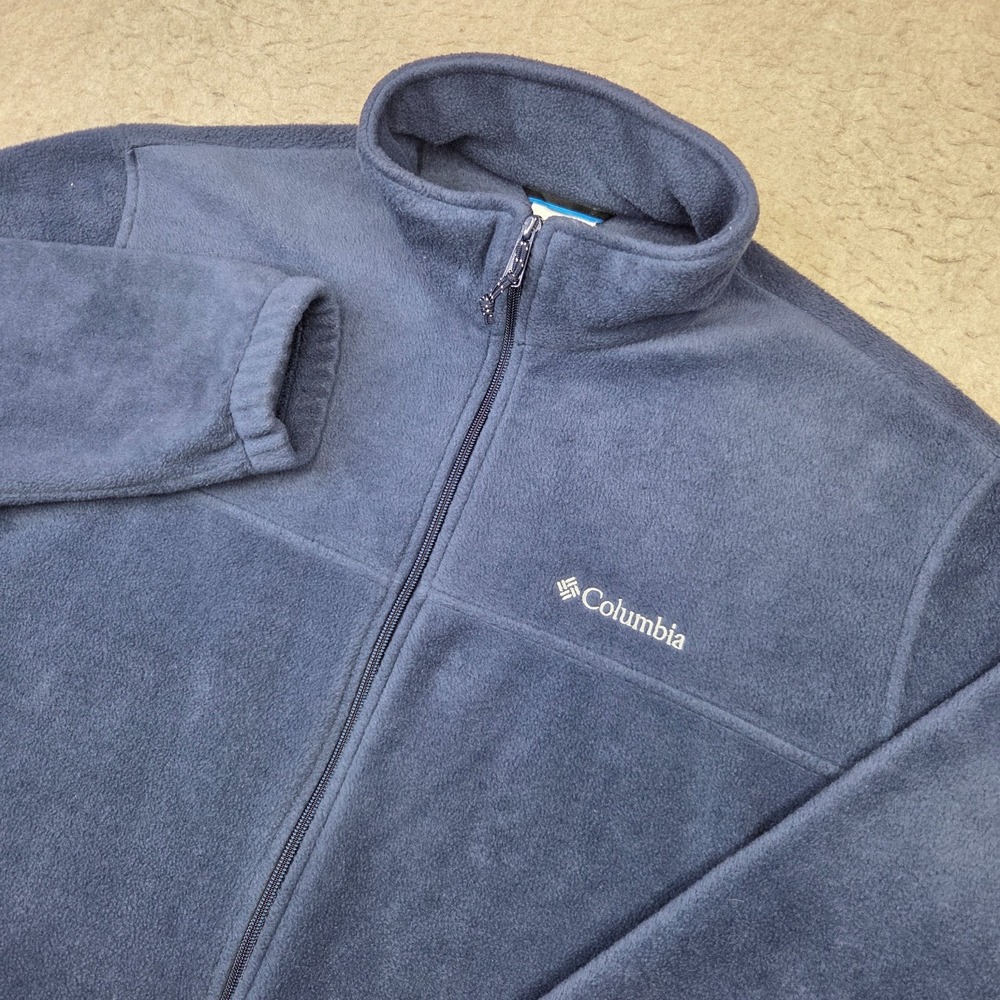 Columbia Jacket Mens 2XL Blue Fleece Full Zip Outdoor Hiking Casual WM3220